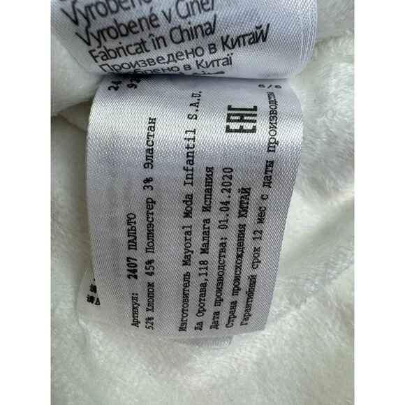 Mayoral Infant Girls White Textured Coat Faux Fur Collar Size 24M - Picture 6 of 16